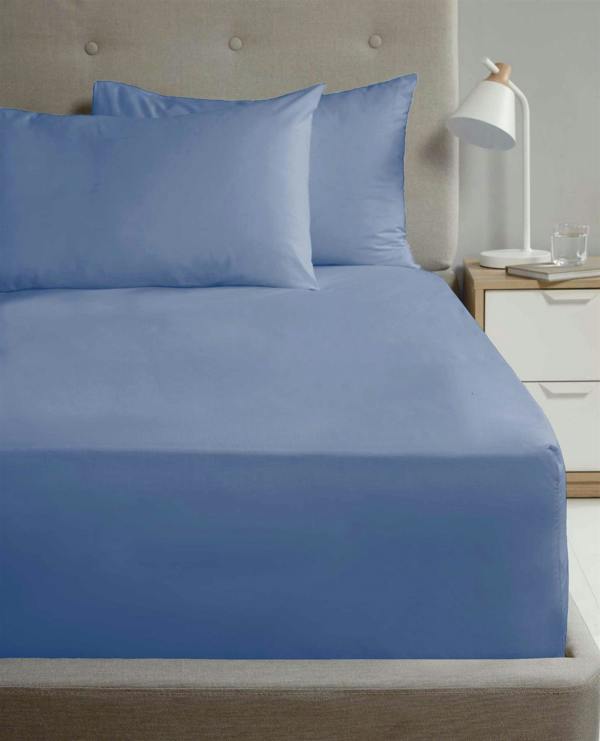 Percale Flat Sheet - Blue - Super King
