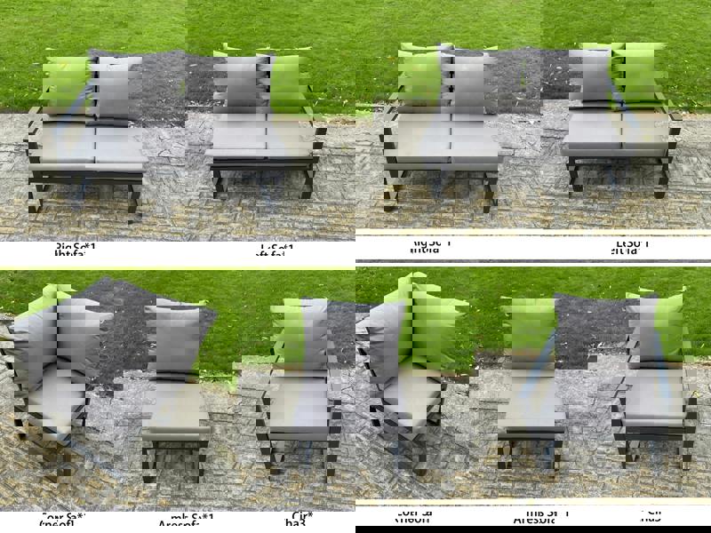 Fimous 9 Seater Aluminium Garden Furniture Set with Adjustable Rising Dining Table, Corner Sofa & 3 Chairs - Grey