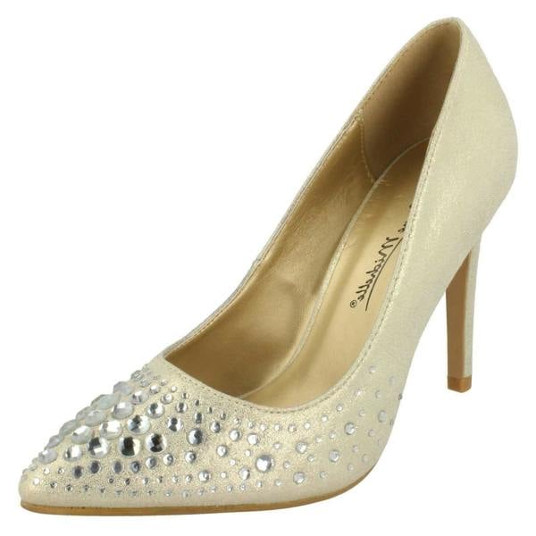 Spot On Ladies Spot On Diamante Court Shoes F90061