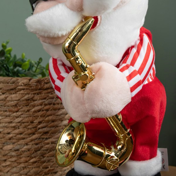 Samuel Alexander 35cm Battery Powered Animated and Singing Santa with Saxophone Decoration