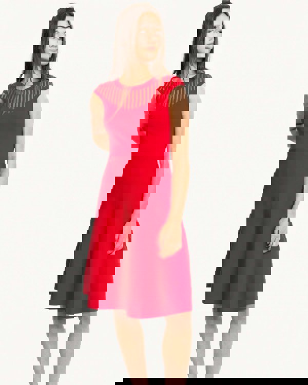 French Connection Rose Crepe Knits Capped Sleeve Round Neck Flr