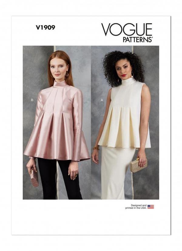 Vogue Sewing Pattern 1909, Tops for Women, A (S-M-L-XL-XXL) - Intermediate