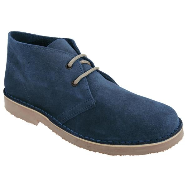 Roamers Mens Real Suede Round Toe Unlined Desert Boots - Navy