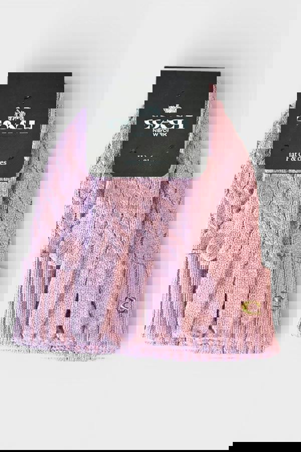 Coach Cable Beanie & Gloves Gift Set Faded Pink