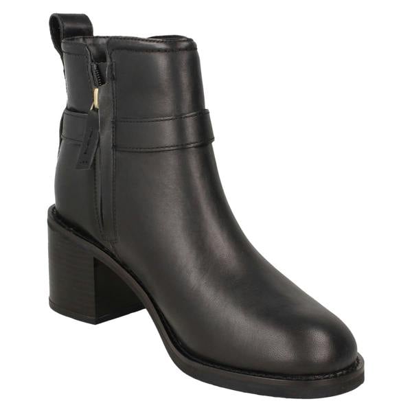 Clarks Ladies Clarks Block Heel Ankle Boots  Chamberly Trim