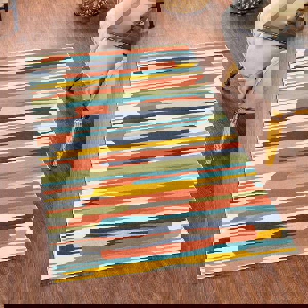 Livabliss City-Modern Orange Yellow Grey Graphic Rug