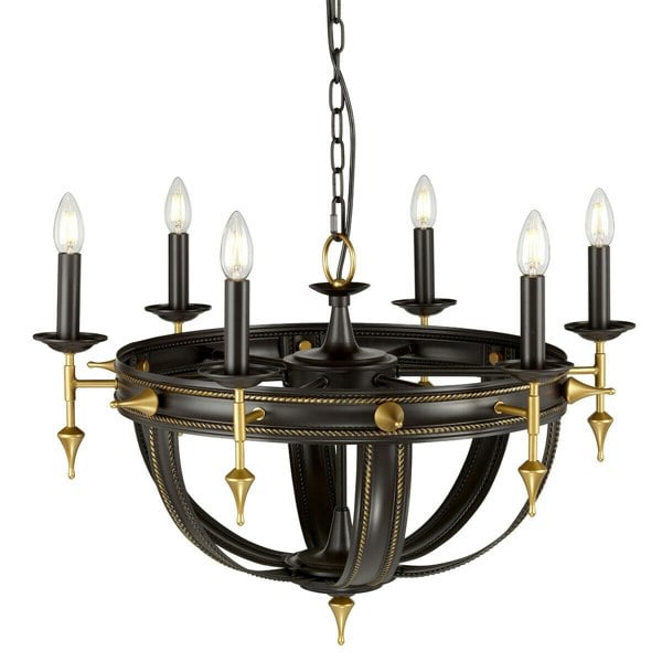 6 Bulb Chandelier Hanging Pendant LIght Orb Gold LED E14 60W Bulb Loops