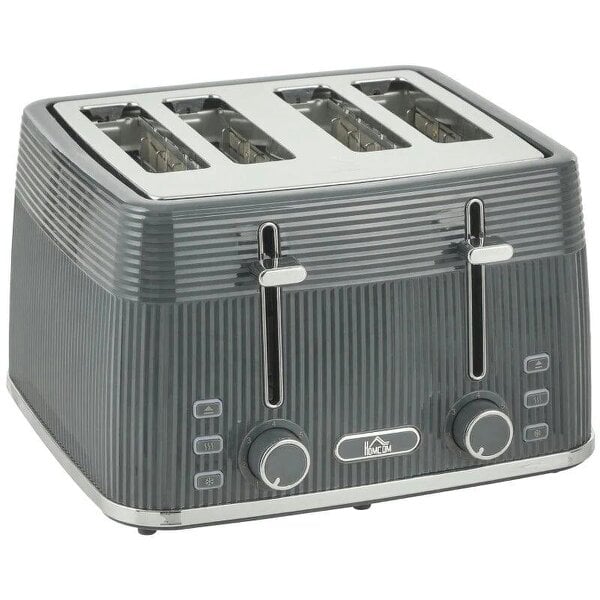 4 Slice Toaster with 7 Browning Levels, Bread Toaster with Removable Crumb Tray, Grey