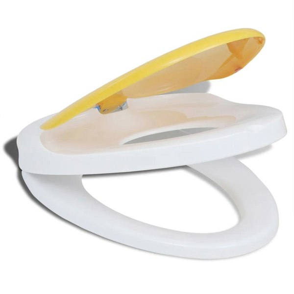 Berkfield White & Yellow Soft-close Toilet Seat Adults/Children