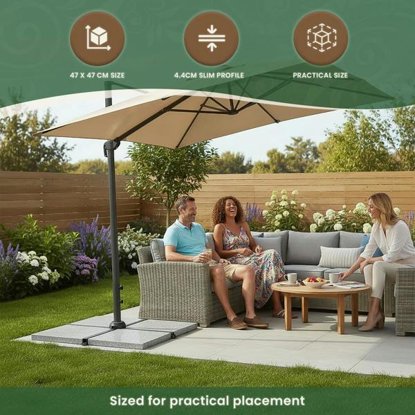 The Garden Marketplace Granite Cantilever Parasol Base Weight Plate 47 x 47cm (25kg)