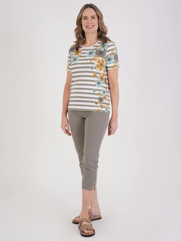 TIGI Stripe And Floral Blend Print Top