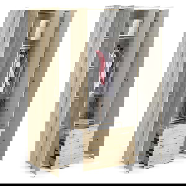 Furniture To Go Space Wardrobe - 4 Doors 3 Drawers in Oak 2000