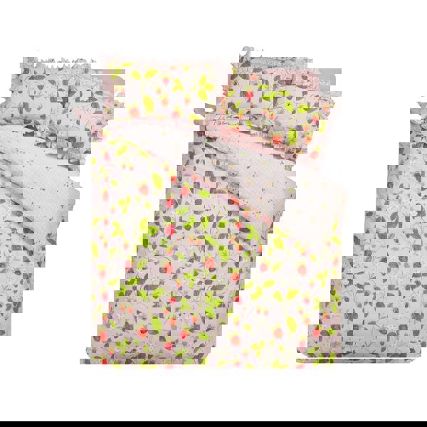 Catherine Lansfield Strawberry Frills Gingham Reversible Duvet Cover Set Pink