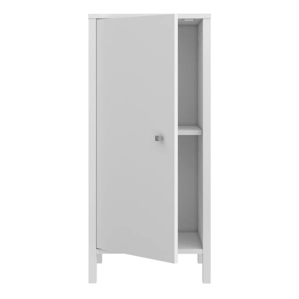 Furniture To Go Ipsarion Under Sink Bathroom Storage Unit with 1 Door & Silver Handle in White