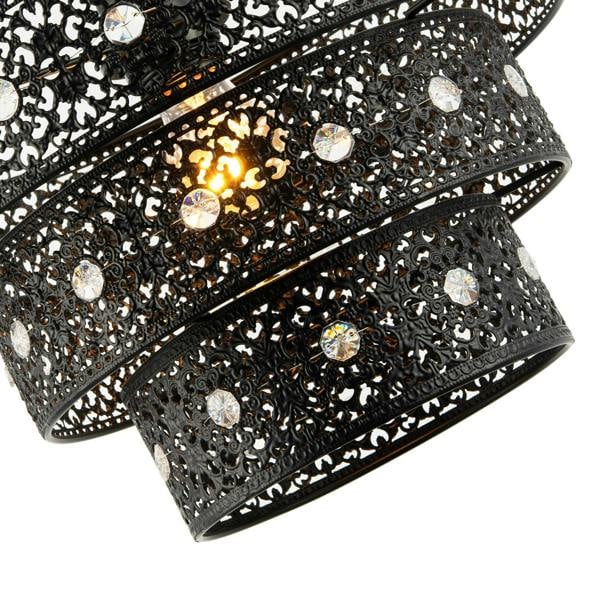 Matte Black Acrylic Gem Moroccan Style Triple Tier Pendant Lamp Shade Image 3