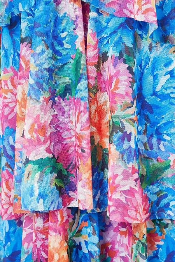 WOVCOR Lined A-Line Floral Tulle Knit Mini Dress