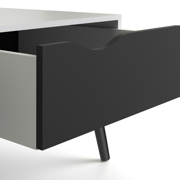 Furniture To Go Oslo Coffee Table 1 Drawer 1 Shelf in White and Black Matt