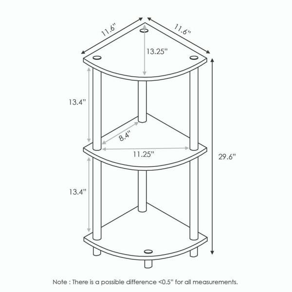WALPLUS Elegant Turn-N-Tube 3-Tier Corner Display Rack Multipurpose Shelving Unit, Walnut/Brown for Study Room