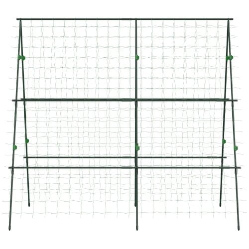 Bobobiy Garden Cucumber Trellis for Climbing Plants, DIY Adjustable Cucumber Support Frame for Raised Bed, Green
