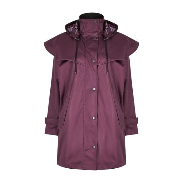 Plum Champion Windsor 3/4 length Coat for ladies with integrated cape