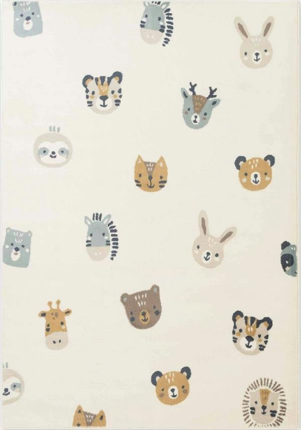 Pattern of animal heads on a white background