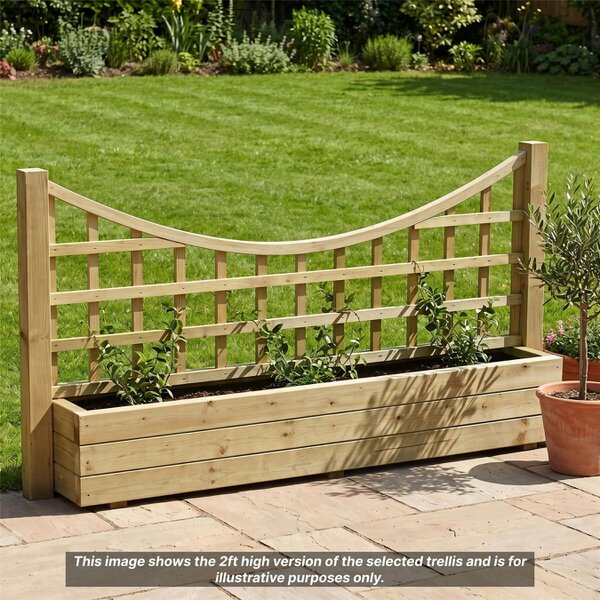 Premier Garden Supplies Standard Concave Top Fence Panel Topper Garden Trellis 6ft x 1-5ft Curved Privacy Lattice Panels for Fencing, Pergola, Patio - Wood - 3, 4 or 5