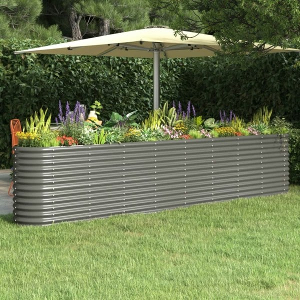 Berkfield Garden Raised Bed Powder-coated Steel 332x40x68 cm Grey