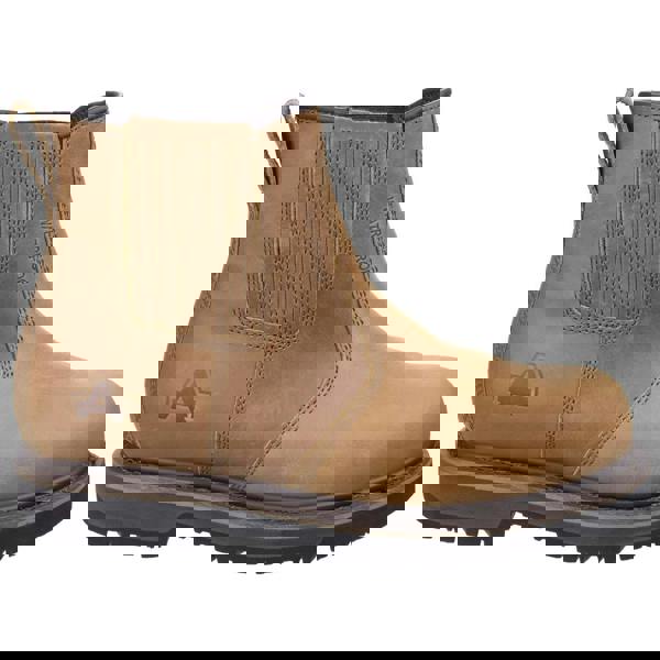 Amblers Safety AS232 Mens S3 Steel Toe/Midsole Chelsea Dealer Safety Boots, waterproof tan leather work boots with steel toe cap, midsole protection, slip-resistant outsole, and pull-on design.