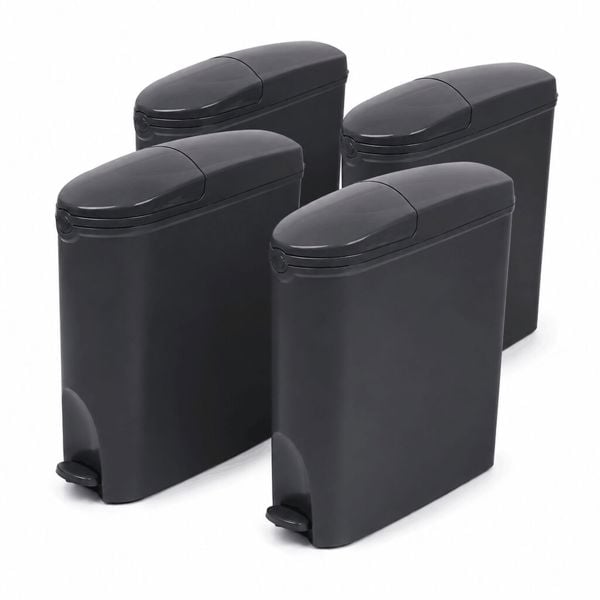ProWashroom Sanitary Bin 20L Slimline Washrooms Toilets Hygienic Disposal Pedal Container Bins for Female Ladies And Baby Hygiene Products x4