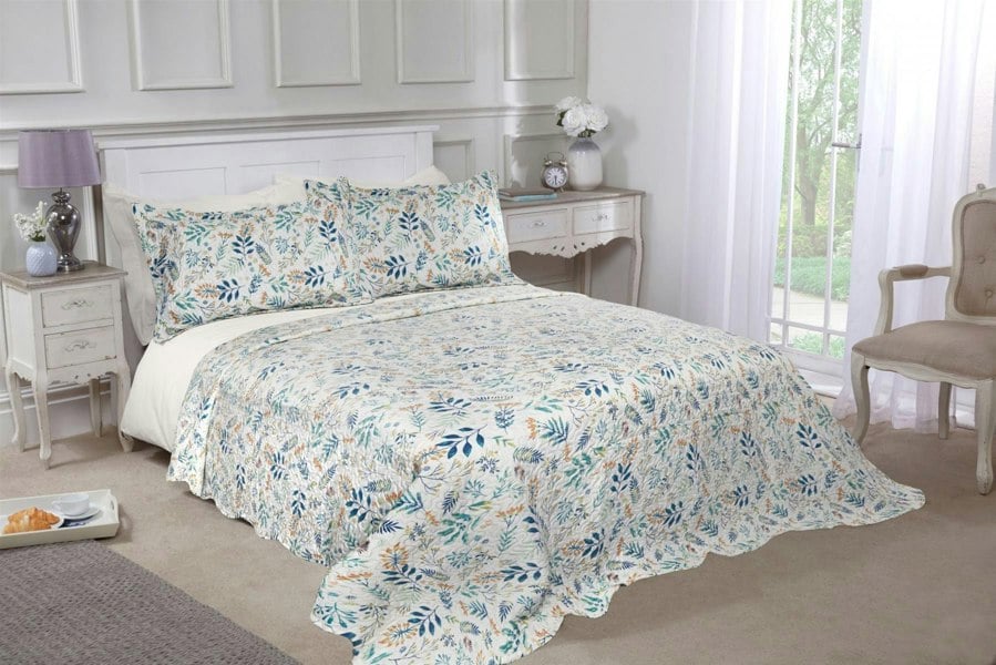 Emma Barclay Fern Quilted Bedspread Throw Over Set