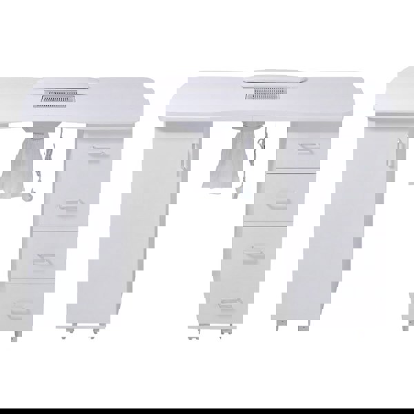 120cm Wide White Manicure Table with Dust Collector and Wrist Cushion Dressing Tables Living and Home