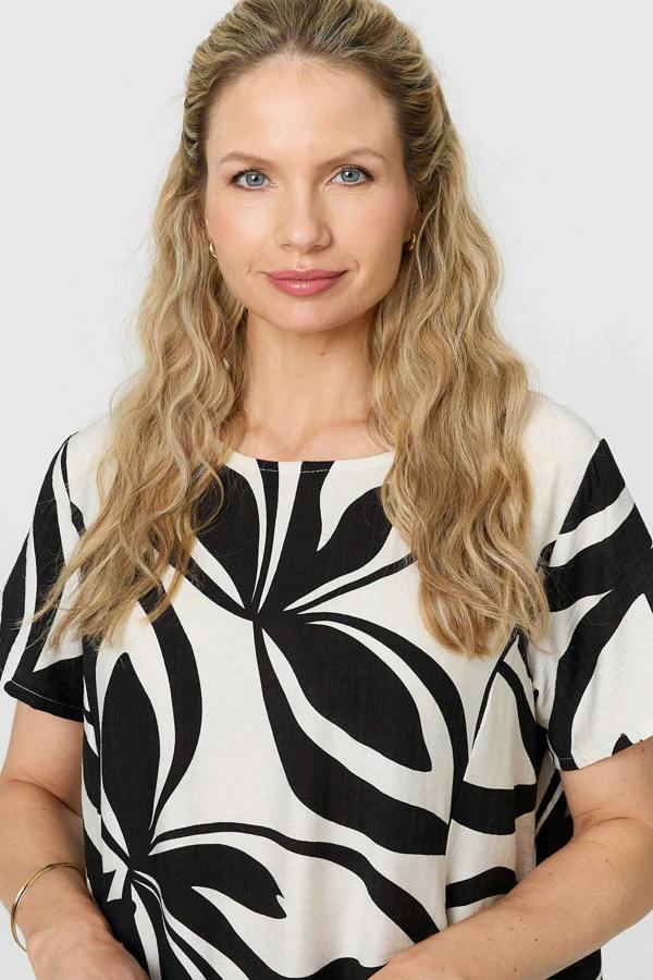 White | Printed Short Sleeve Short Shift Dress