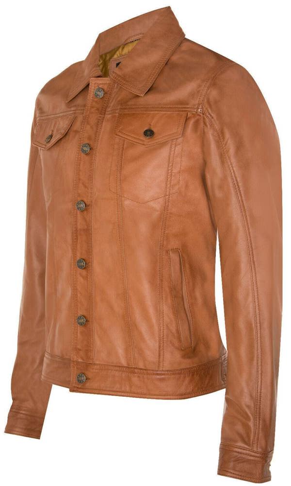 Infinity Leather Men’s Retro Leather Trucker Jacket-Constantine