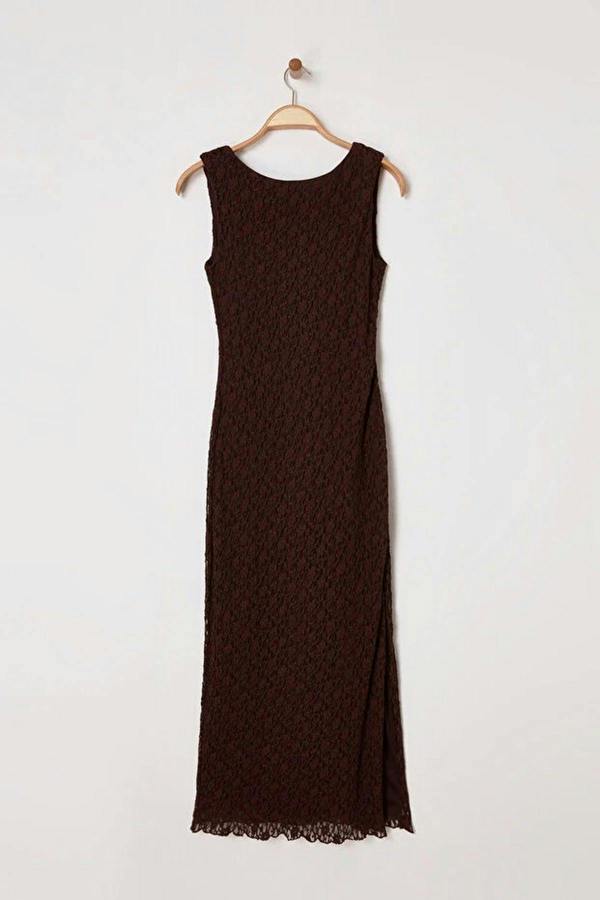 WOVCOR Lace Bodycon Backless Stretchy Knit Dress