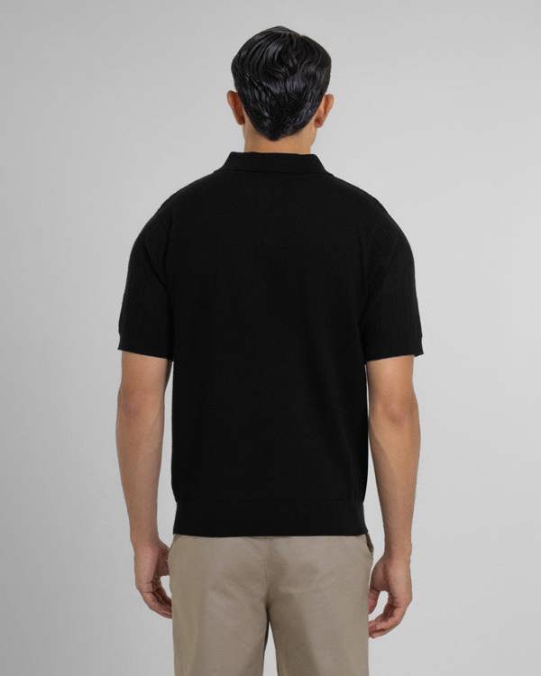 Steel & Jelly Tarvin - Geo Texture Knitted Polo Shirt