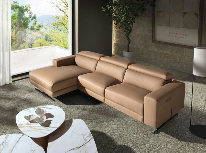 Angel Cerdá Brown leather chaise longue recliner sofa 6287/6286