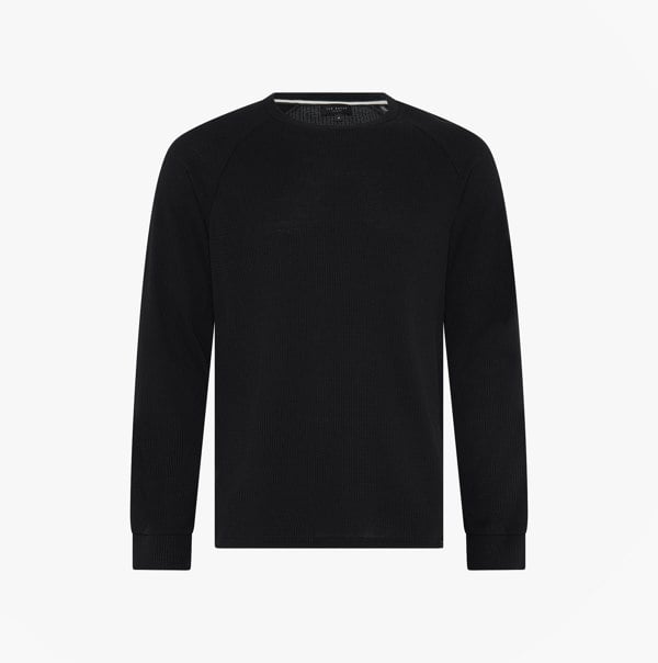 Ted Baker Ted Baker WAFFLE LONG SLEEVE SHIRT & JOGGER SET Mens Loungewear Black