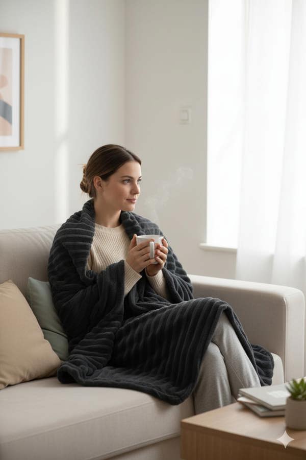 Big Cord Teddy Charcoal Throw 150x200cm