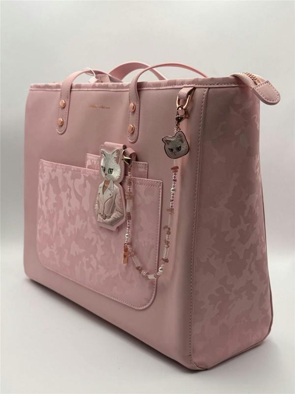 Nimmy Friends Nimmy Magnetic Fashion Series Combo White Cat Tote Bag Pink - N-CXMX-TTBZH-04
