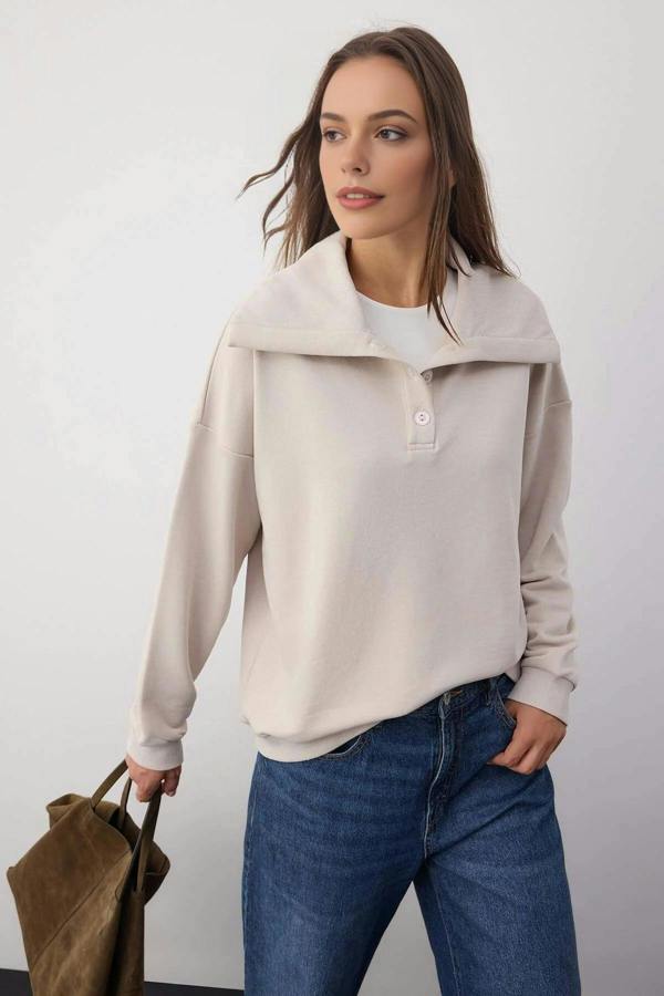 WOVCOR Polo Neck Knit Sweatshirt