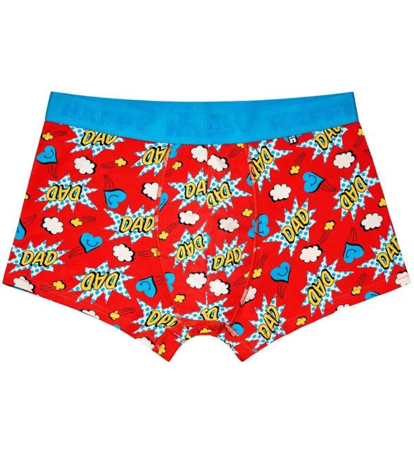 Happy SocksTrunks 2 - pack2 - Pack Super Dad Boxer Trunks Gift Box, Blue/RedBoxers & Briefs