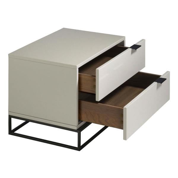 Angel Cerdá Bedside Table in Grey Wood and Black Steel 7004