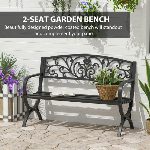 Wyld Haus Yota Nile 127cm Steel Black Powder Coated Garden Bench