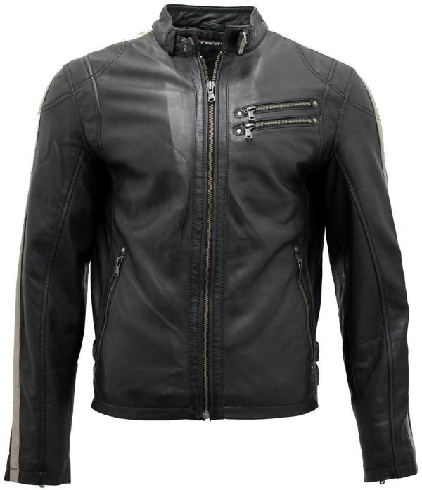 Infinity Leather Mens Racer Black Nappa Leather Biker Jacket