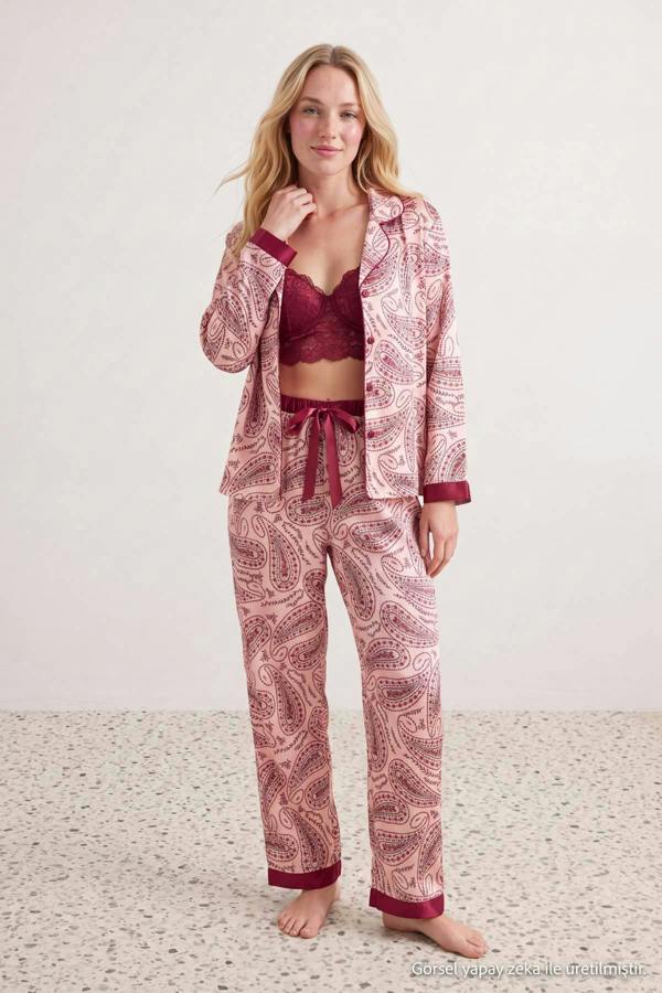 Shirt and Trousers Satin Pyjama Set