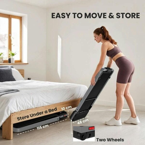 Bobobiy Folding Walking Treadmill, Under Desk Walking Pad with Incline, Silver Tone