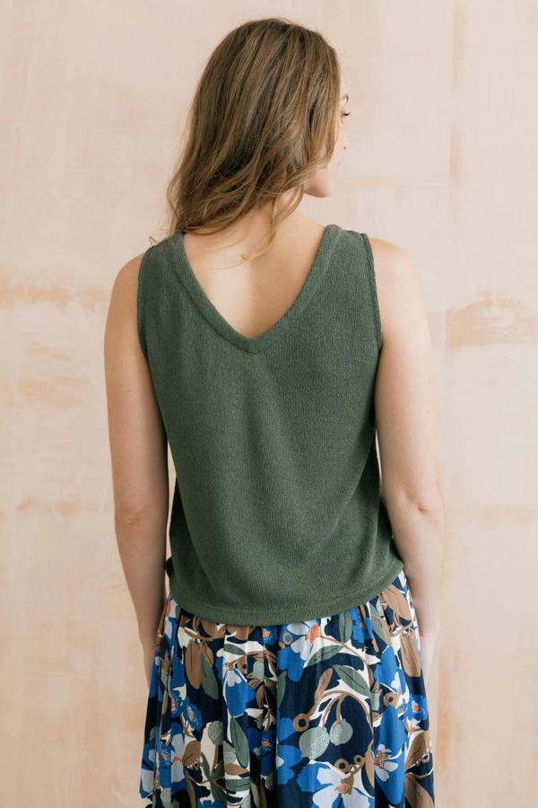 Lily & Me Ginnie Knit V-Neck Vest Laurel