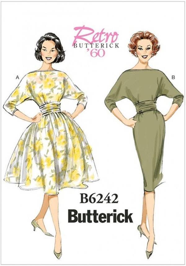 Butterick Sewing Pattern 6242, Dresses, Vintage Style for Women, 6-8-10-12-14 - Intermediate