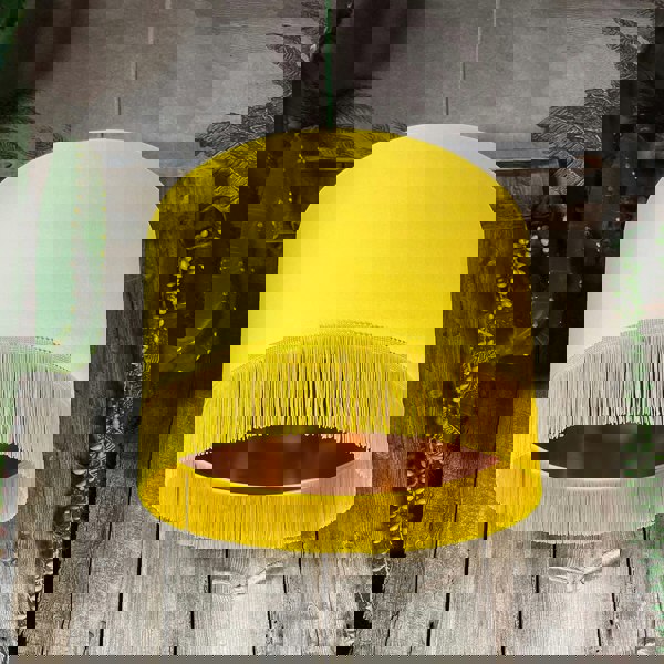 Love Frankie banana cotton lampshade copper lining fringing