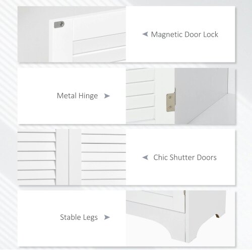 Wyld Haus Vihave Tall Freestanding Bathroom Cabinet With Shutter Doors And Raised Base White